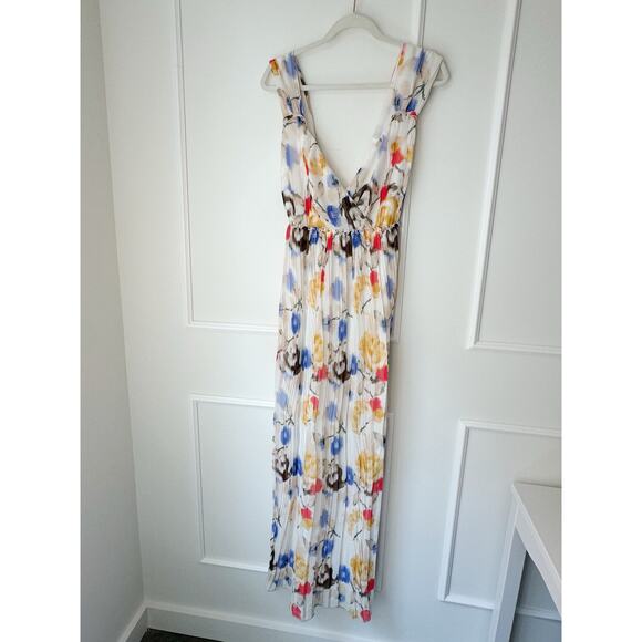 Reiss white floral maxi dress pleasted skirt size 4 - Picture 2 of 11